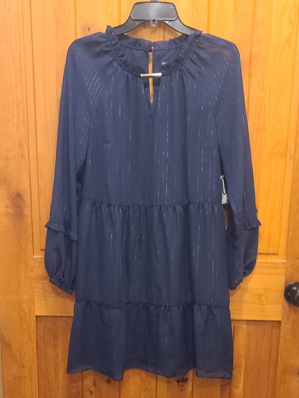INC International Concepts Navy Dress with Metallic Accent